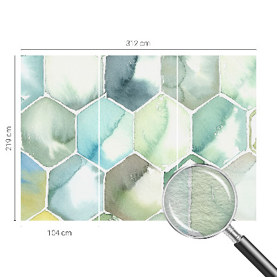 Mural de fotos na parede Hexágonos em tons pastel