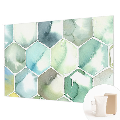 Mural de fotos na parede Hexágonos em tons pastel
