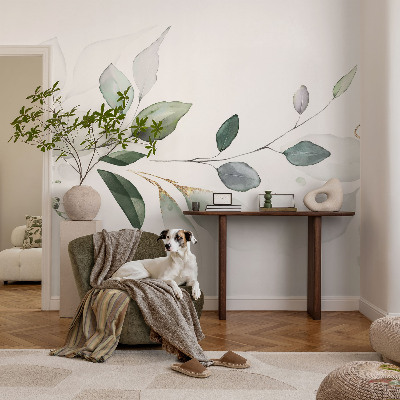 Papel de parede para sala Folhas verdes