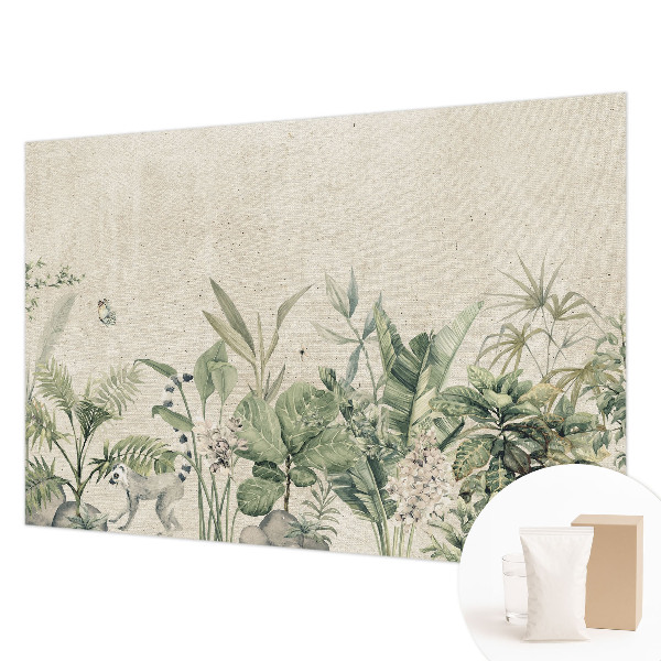 Mural de fotos na parede selva tropical