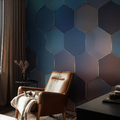 Papel de parede fotográfico Hexágonos azuis