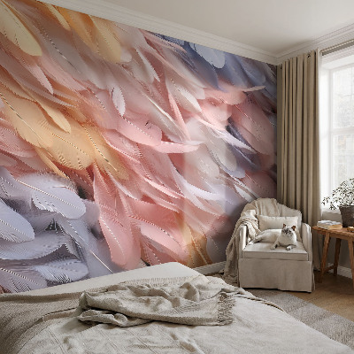 Papel de parede decorativo Penas em tons pastel