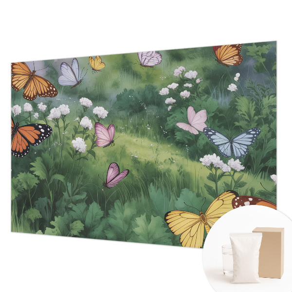 Papel de parede para sala Borboletas no prado