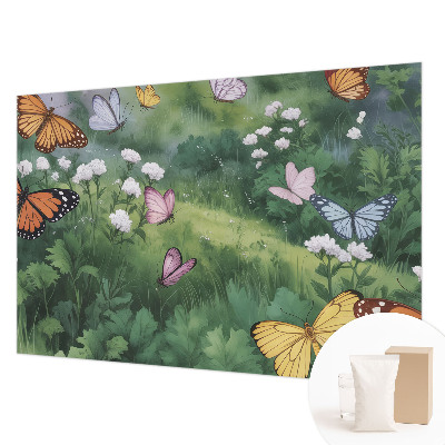 Papel de parede para sala Borboletas no prado