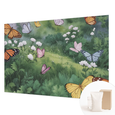 Papel de parede para sala Borboletas no prado