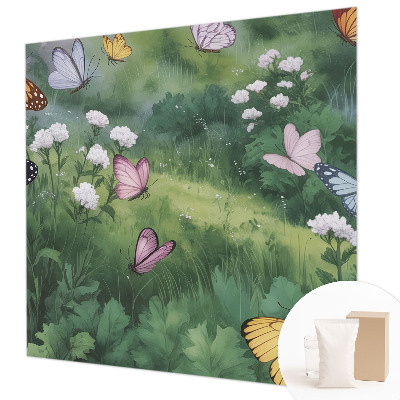 Papel de parede para sala Borboletas no prado