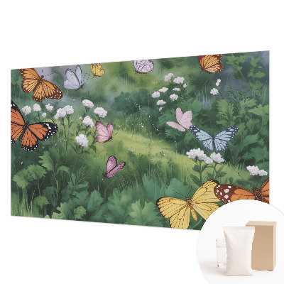Papel de parede para sala Borboletas no prado