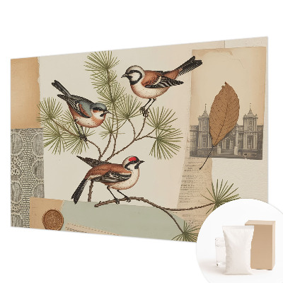 Papel de parede para quarto colagem de pássaros