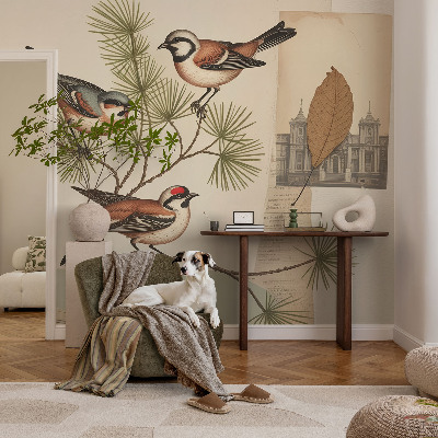 Papel de parede para quarto colagem de pássaros