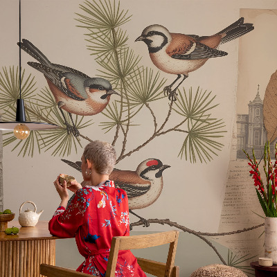 Papel de parede para quarto colagem de pássaros