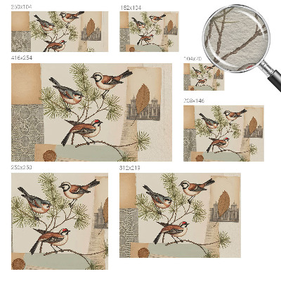 Papel de parede para quarto colagem de pássaros