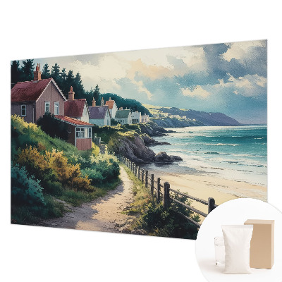 Papel de parede para sala Casas no penhasco
