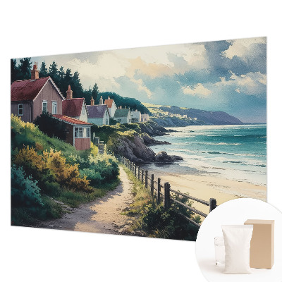 Papel de parede para sala Casas no penhasco