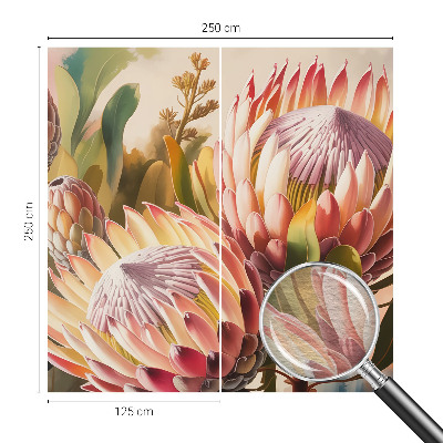 Mural de fotos na parede flores de Protea