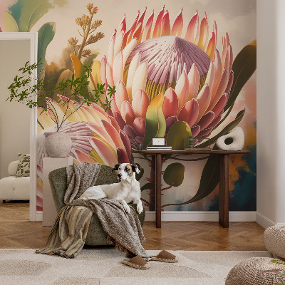 Mural de fotos na parede flores de Protea