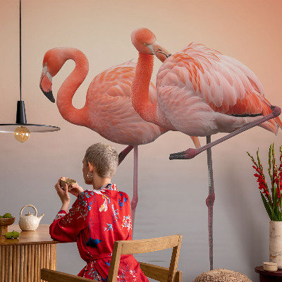 Mural fotográfico flamingos delicados