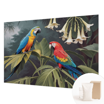 Papel de parede para sala papagaios coloridos