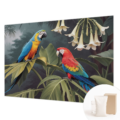 Papel de parede para sala papagaios coloridos