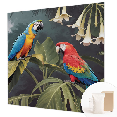 Papel de parede para sala papagaios coloridos