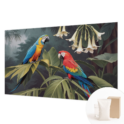 Papel de parede para sala papagaios coloridos