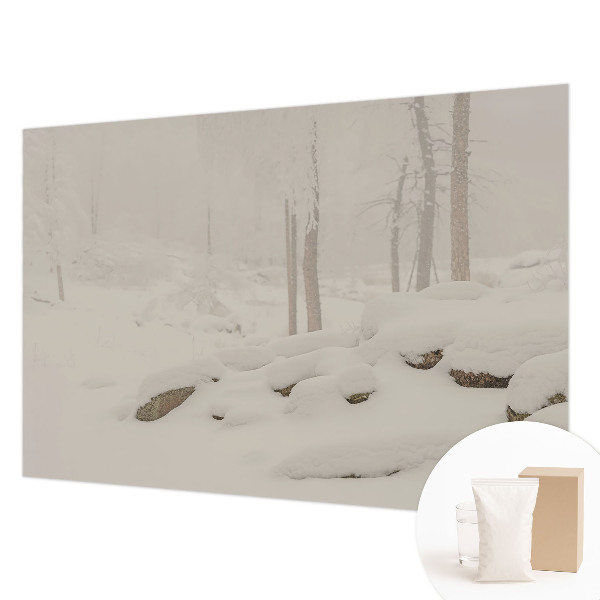 Papel de parede decorativo floresta nevada