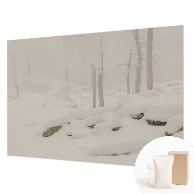 Papel de parede decorativo floresta nevada