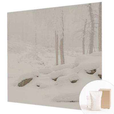 Papel de parede decorativo floresta nevada