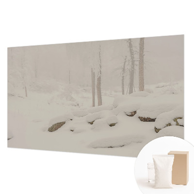 Papel de parede decorativo floresta nevada