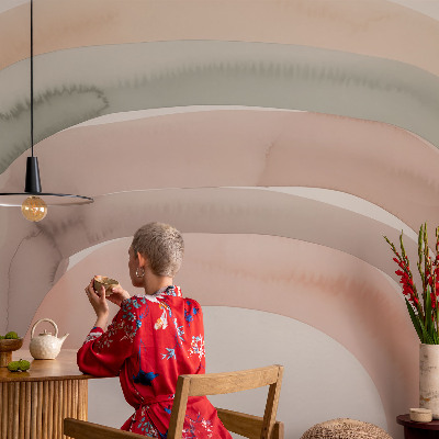 Mural de fotos na parede arcos de arco-íris