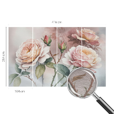Fotomural Rosas em tons pastel