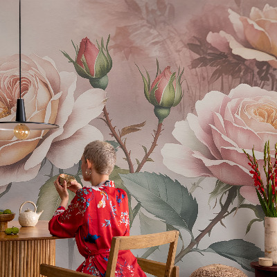 Fotomural Rosas em tons pastel