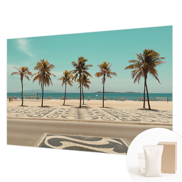 Mural de fotos na parede Praia com palmeiras