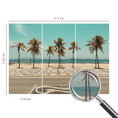 Mural de fotos na parede Praia com palmeiras