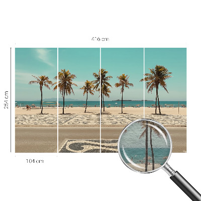 Mural de fotos na parede Praia com palmeiras