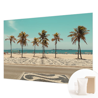 Mural de fotos na parede Praia com palmeiras