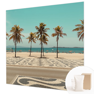 Mural de fotos na parede Praia com palmeiras