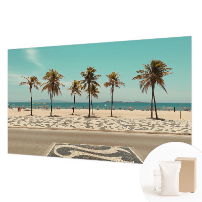 Mural de fotos na parede Praia com palmeiras