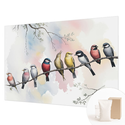Mural de fotos na parede Pássaros em um galho