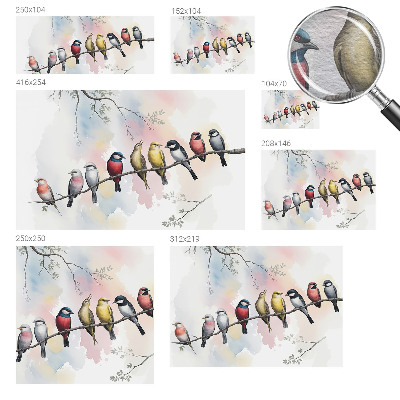 Mural de fotos na parede Pássaros em um galho