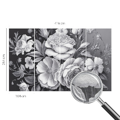 Mural de fotos na parede Flores cinzentas