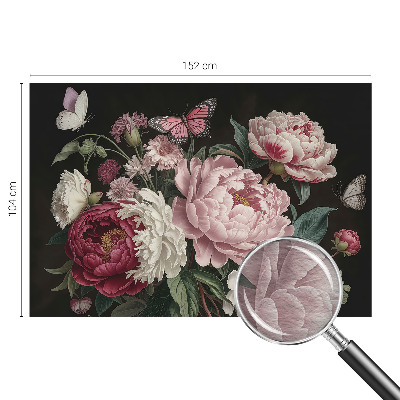 Mural de fotos na parede Peônias e borboletas