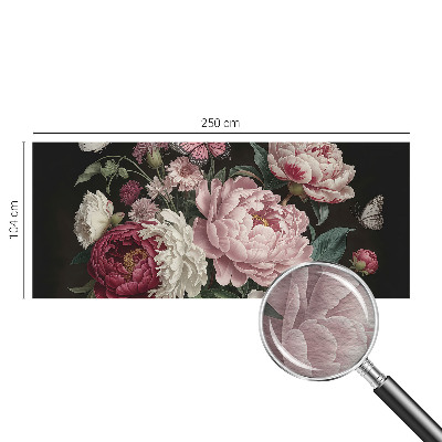 Mural de fotos na parede Peônias e borboletas