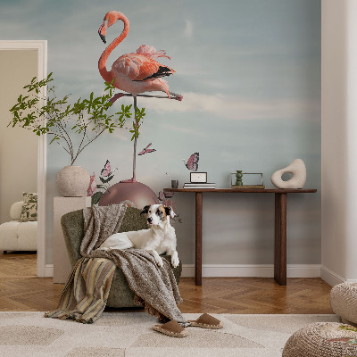 Papel de parede para quarto flamingo elegante