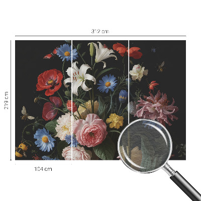 Papel de parede Flores com insetos