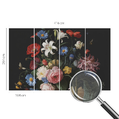 Papel de parede Flores com insetos