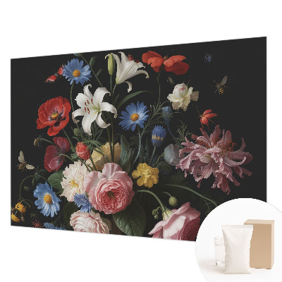 Papel de parede Flores com insetos