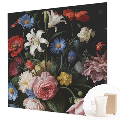Papel de parede Flores com insetos