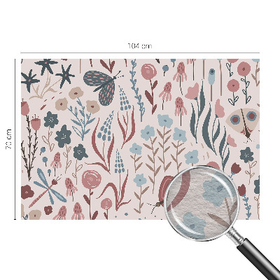 Papel de parede decorativo Flores insetos