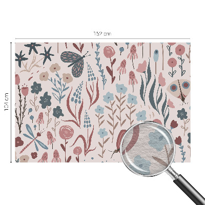 Papel de parede decorativo Flores insetos