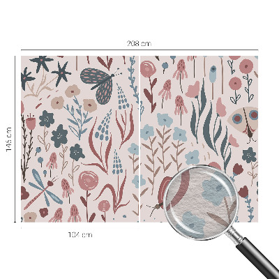 Papel de parede decorativo Flores insetos